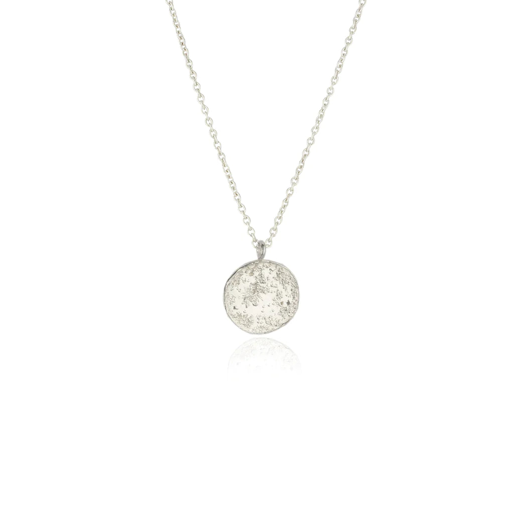 MOMOCREATURA - Moon Disc Necklace Oxidised Silver 