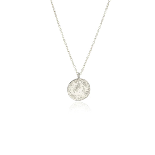 MOMOCREATURA - Moon Disc Necklace Oxidised Silver 