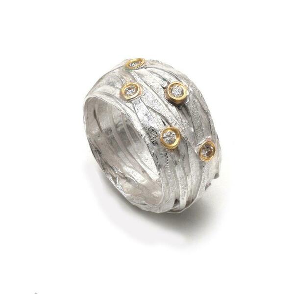 SHIMARA CARLOW - Silver Wrap Ring + 5 Diamonds