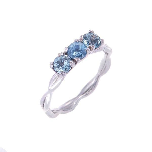 KATHARINE DANIELS "Forget me not" Teal sapphire and platinum ring 3x4mm round ethically sourced Malawi sapphire weight 0.83ct